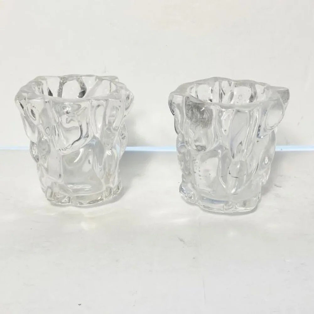 Partylite Glacier Lights Votive Candle Holders Set Of 2 Clear Glass Retired
